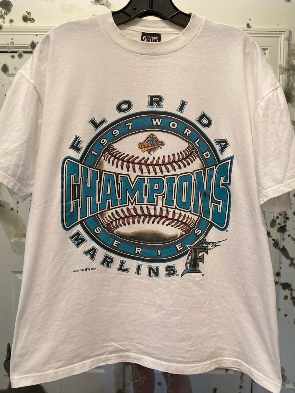 Vintage Florida Marlins 1997 World Series Champions Graphic Tee - White/Teal